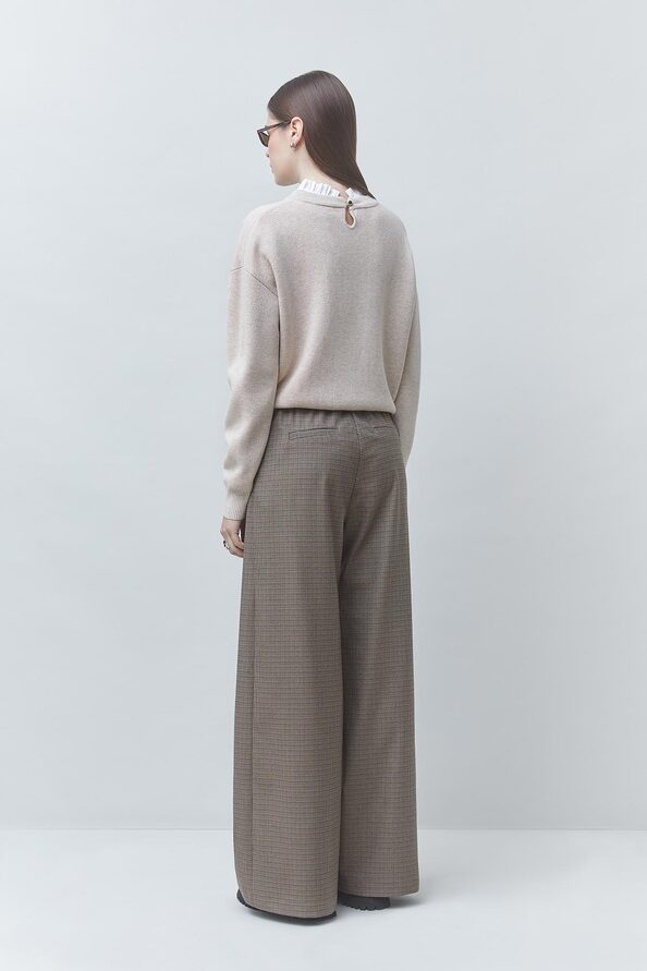 PACOLI Pull en laine beige d&eacute;tail col Beige Suncoo