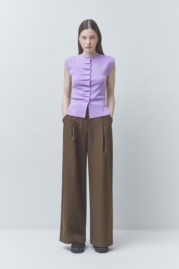 PAGNI Pull fin sans manche &agrave; boutons violet Violet Suncoo
