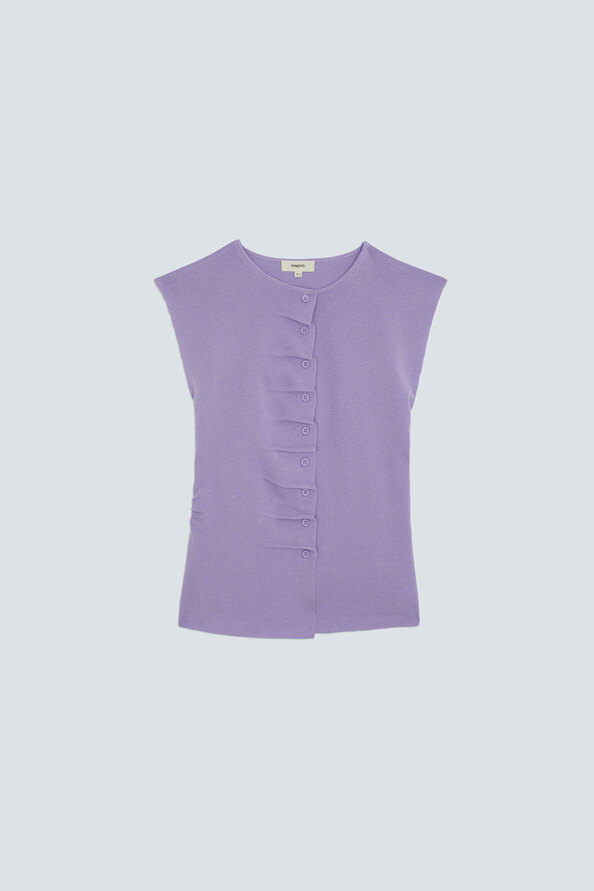 PAGNI Pull fin sans manche &agrave; boutons violet Violet Suncoo