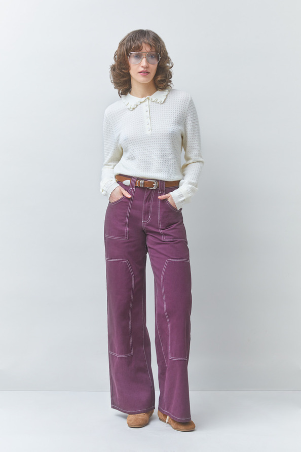 PERIGI Polo blanc cass&eacute; fantaisie Blanc casse Suncoo
