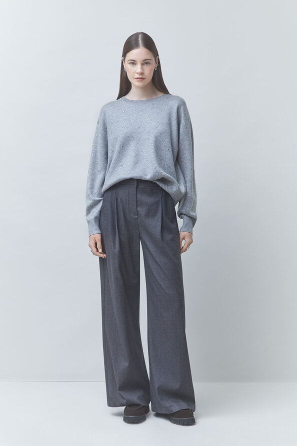 PAYETI Pull &agrave; strass crois&eacute; dans le dos Gris chin&eacute; Suncoo