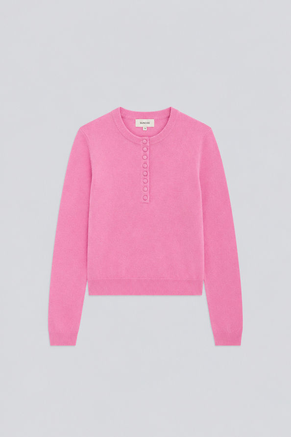 PAZ Pull uni rose en laine Rose Suncoo
