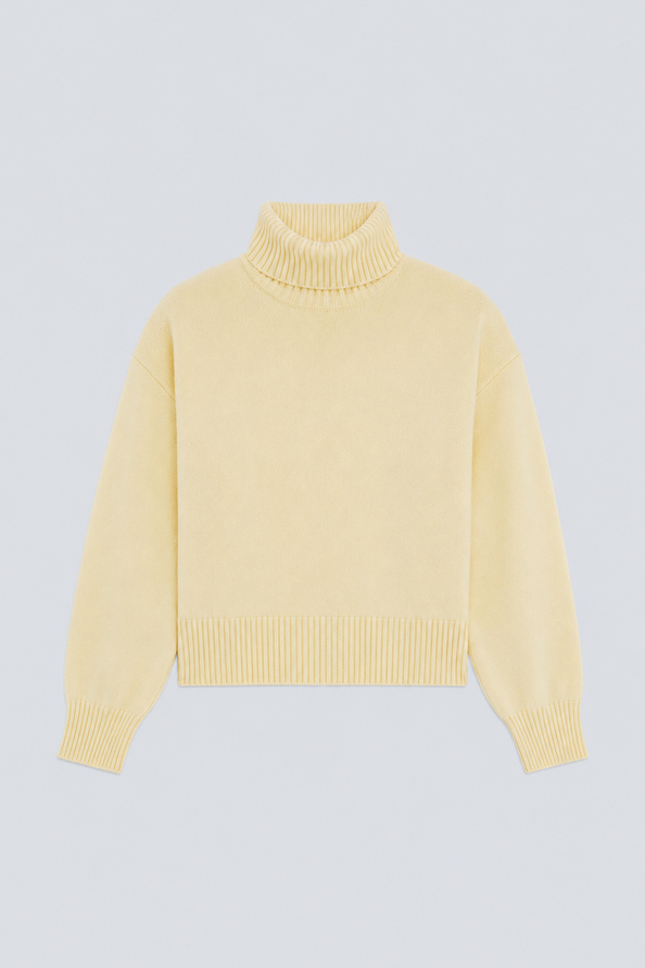 PALACE Pull col roul&eacute; en laine Jaune Suncoo