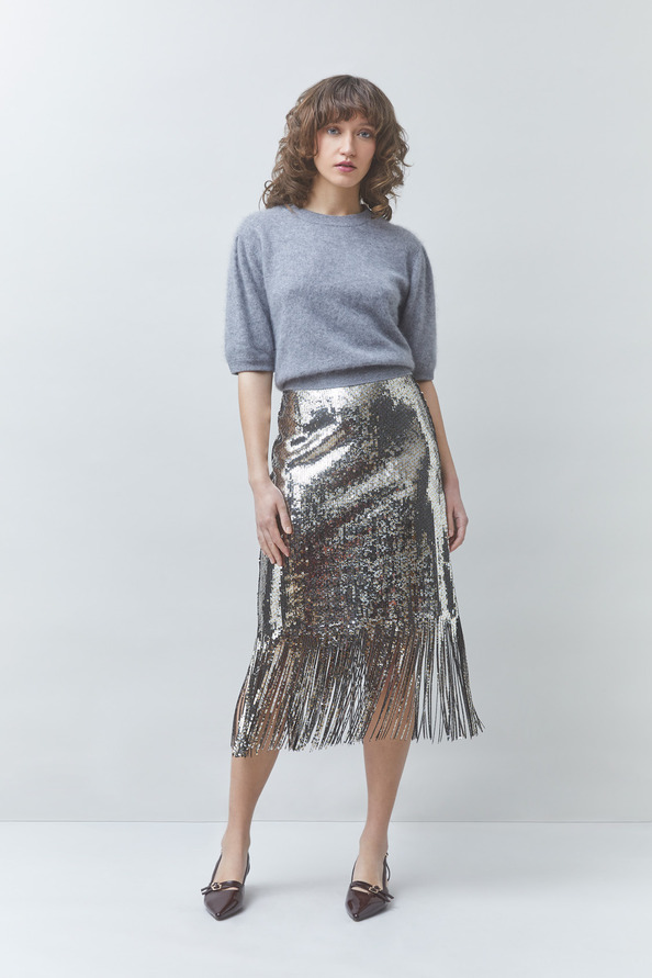POLOV Pull uni court en laine et cachemire Gris chin&eacute; Suncoo