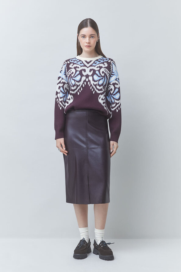 PAVARO Pull fantaisie en jacquard Prune Suncoo