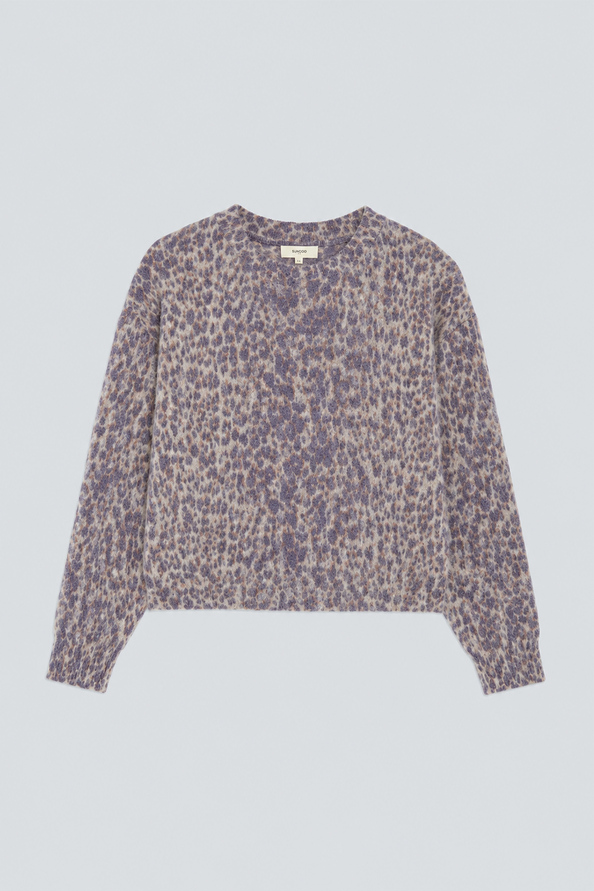 PLEOL Pull mohair imprim&eacute; l&eacute;opard Beige Suncoo