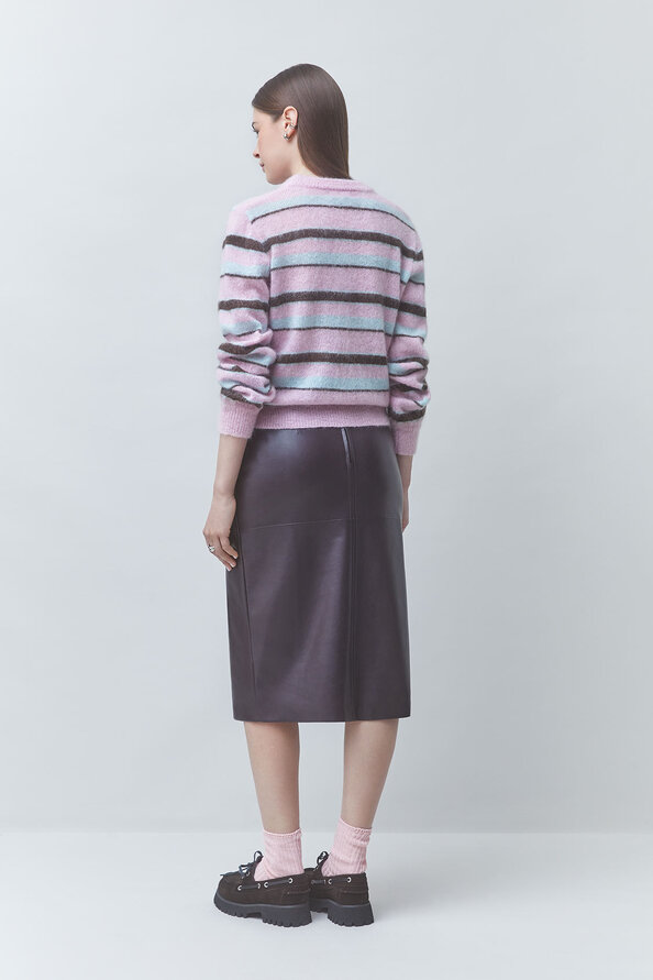PRIORIS Pull &agrave; rayures mohair laine Rose Suncoo