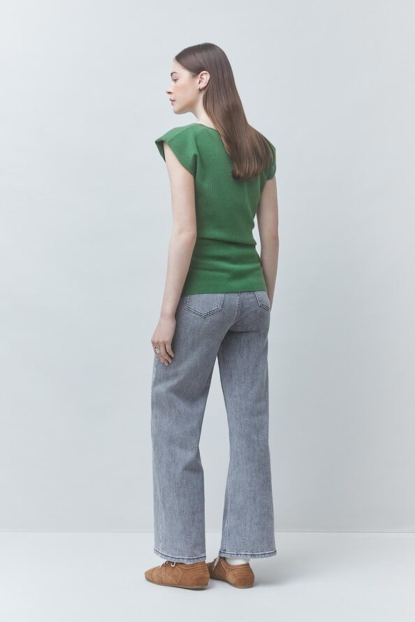 PASSO Pull vert sans manche coupe asym&eacute;trique Vert Suncoo