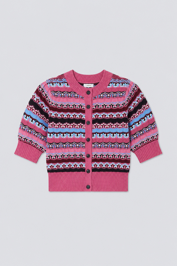GEMONI Gilet fantaisie &agrave; rayures Rose Suncoo