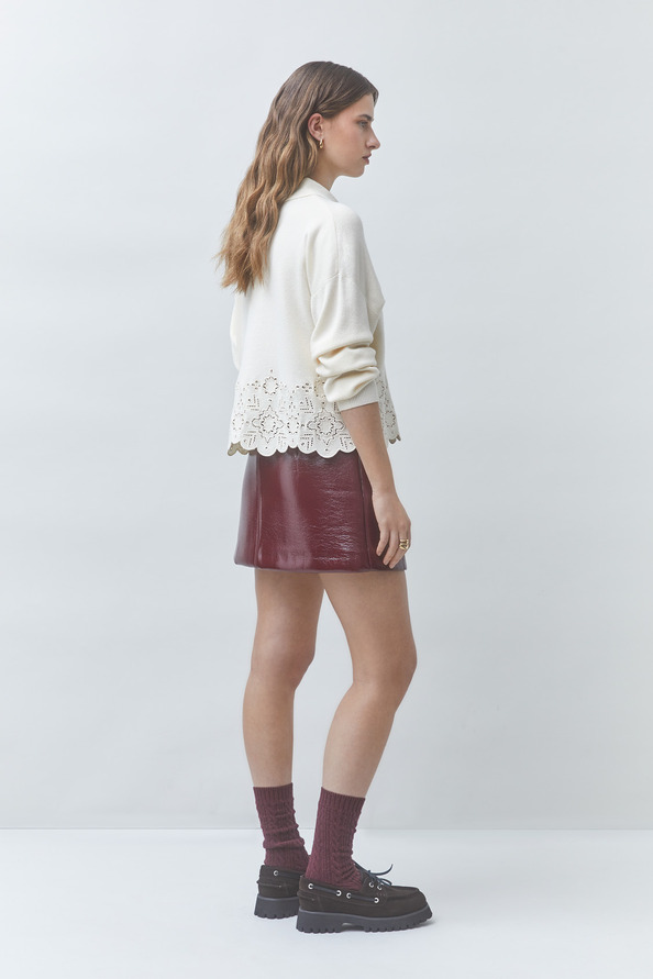 GAIARI Gilet en laine avec d&eacute;tails ajour&eacute;s Blanc casse Suncoo