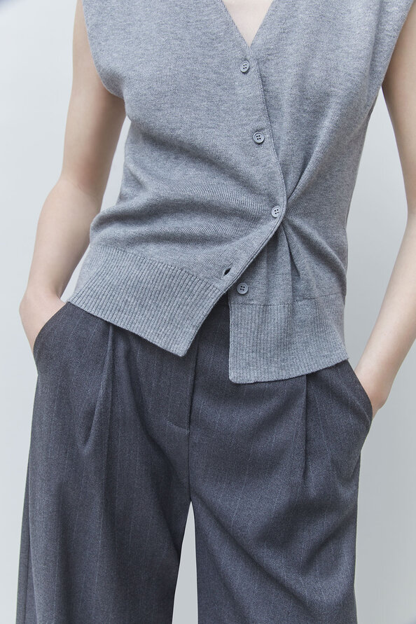 GILEM Gilet sans manche drap&eacute; Gris chin&eacute; Suncoo
