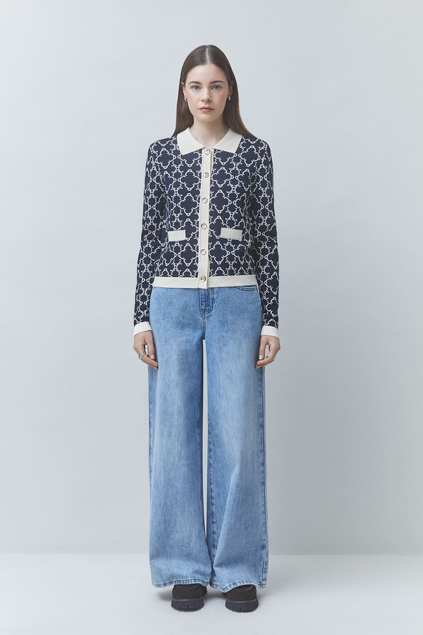 GEMARY Gilet fantaisie &agrave; motifs Bleu nuit Suncoo