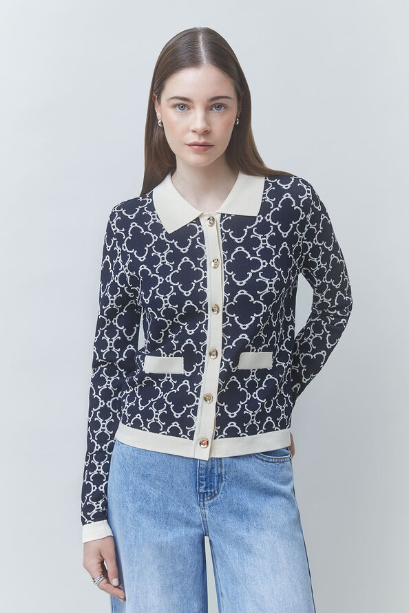 GEMARY Gilet fantaisie &agrave; motifs Bleu nuit Suncoo