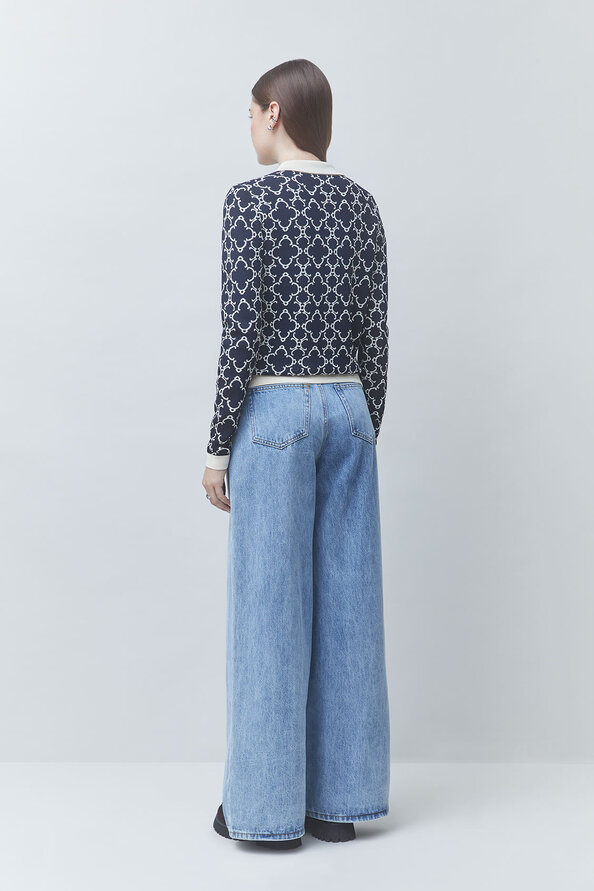 GEMARY Gilet fantaisie &agrave; motifs Bleu nuit Suncoo