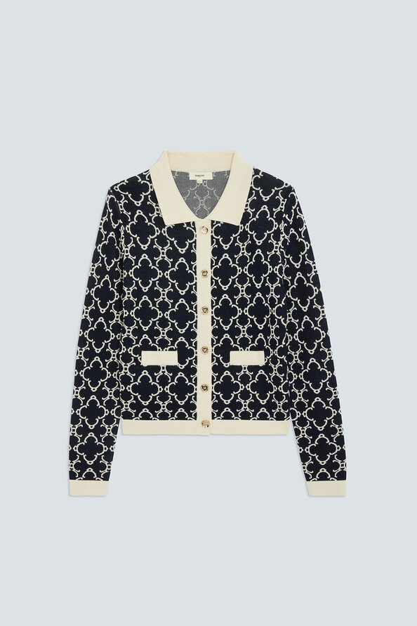 GEMARY Gilet fantaisie &agrave; motifs Bleu nuit Suncoo