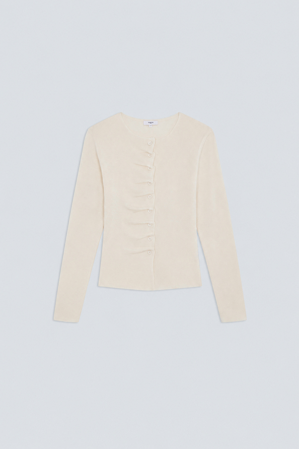 GAMIRA Gilet boutonn&eacute; &agrave; plis blanc Blanc casse Suncoo