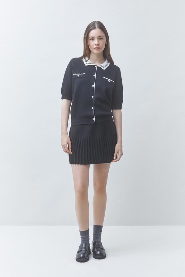FALDA Jupe courte pliss&eacute;e Noir Suncoo