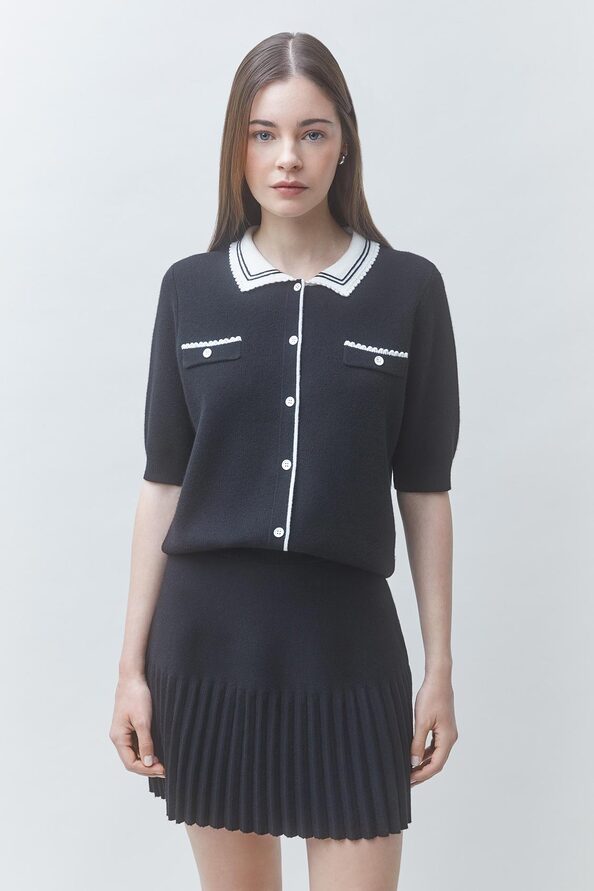 FALDA Jupe courte pliss&eacute;e Noir Suncoo
