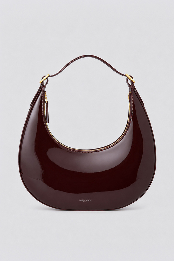 ALBA Sac &agrave; main demi-lune en cuir prune Prune Suncoo